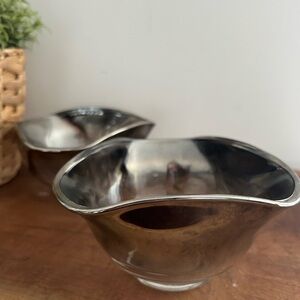 Dorothy Thorpe Style Silver fade Glass Bowl Ombre Vintage Chrome Dipped Dip MCM